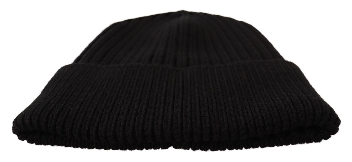 Cappello invernale da donna in maglia di lana nera Dolce &amp; Gabbana