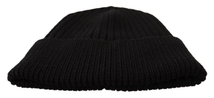 Cappello invernale da donna in maglia di lana nera Dolce &amp; Gabbana