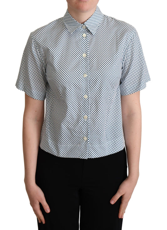 Camicia in cotone a pois bianchi e blu Dolce &amp; Gabbana