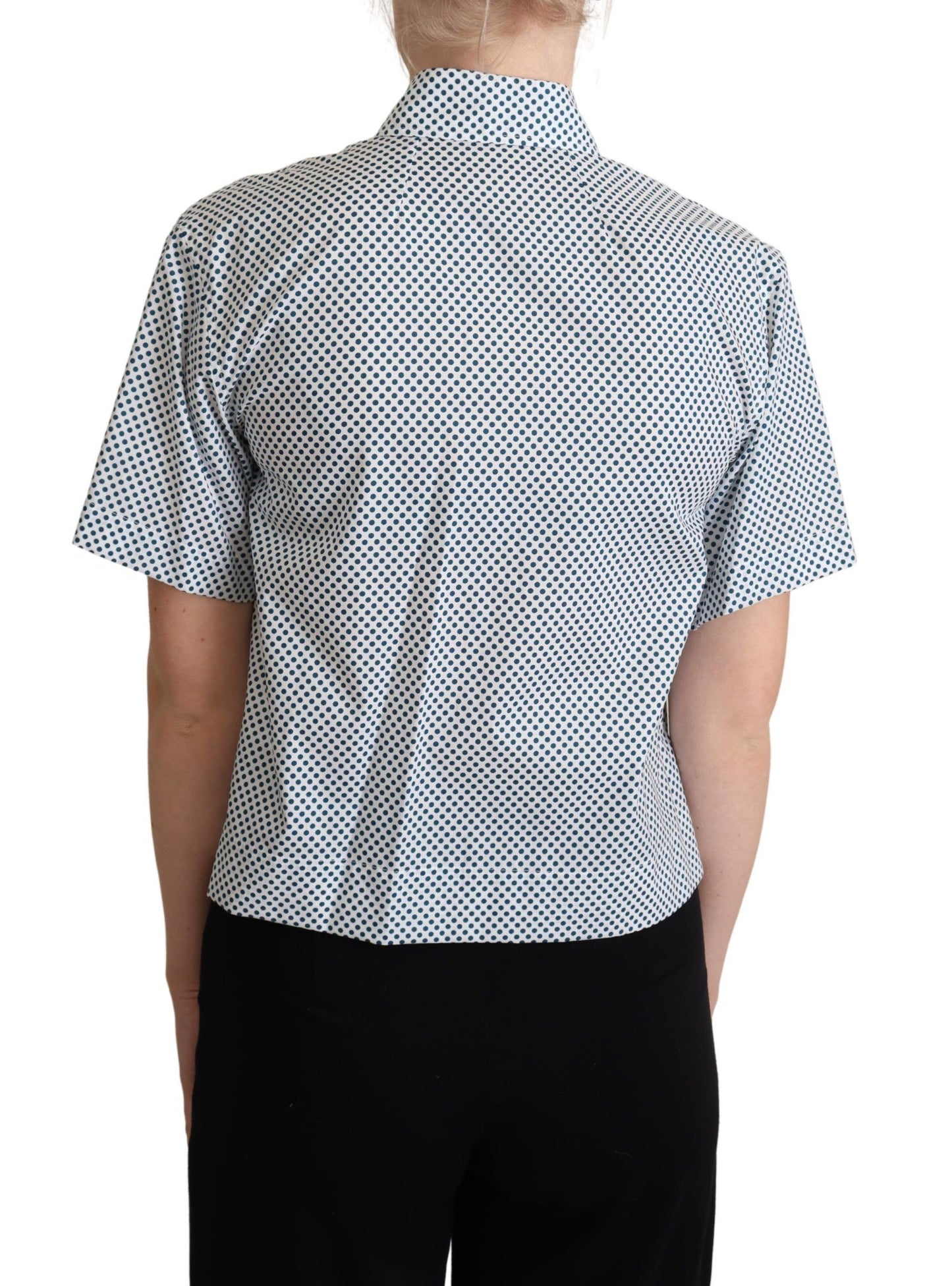 Camicia in cotone a pois bianchi e blu Dolce &amp; Gabbana