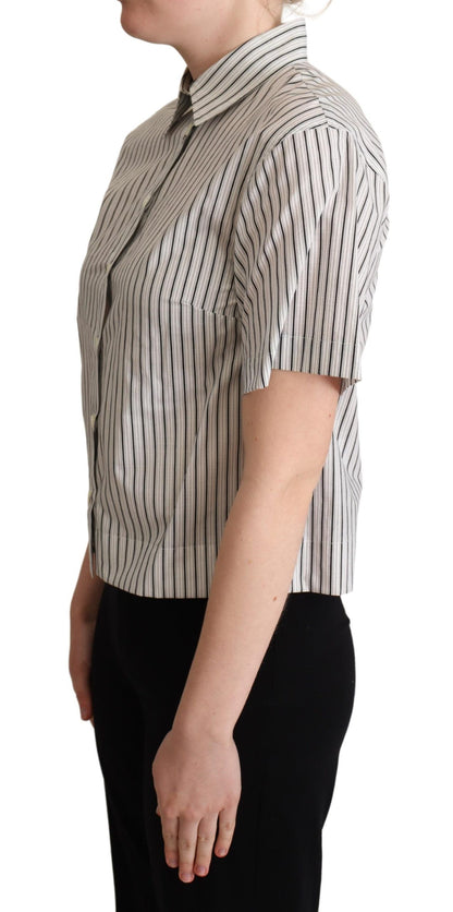 Camicia a righe bianche e nere con colletto Dolce &amp; Gabbana