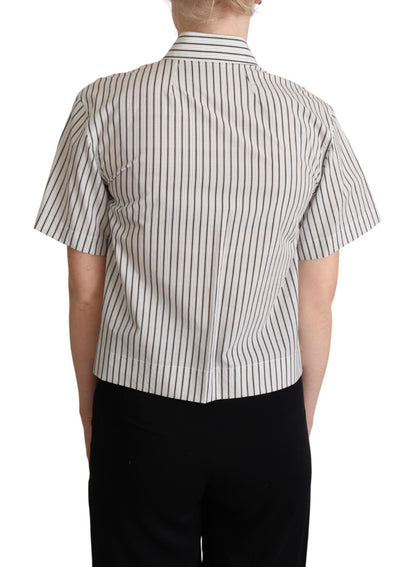 Camicia a righe bianche e nere con colletto Dolce &amp; Gabbana