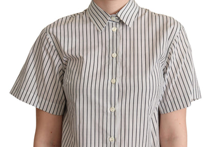 Camicia a righe bianche e nere con colletto Dolce &amp; Gabbana