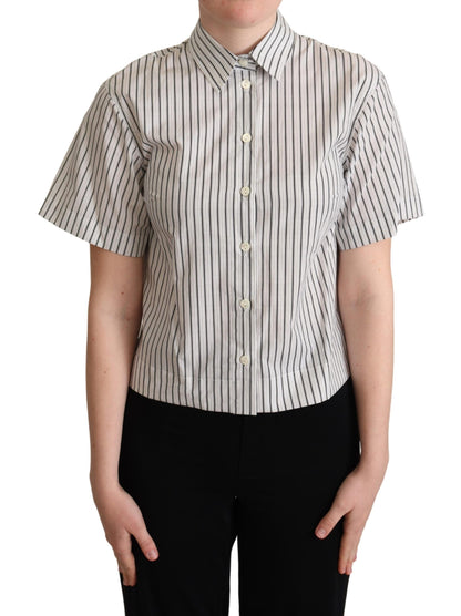 Camicia a righe bianche e nere con colletto Dolce &amp; Gabbana