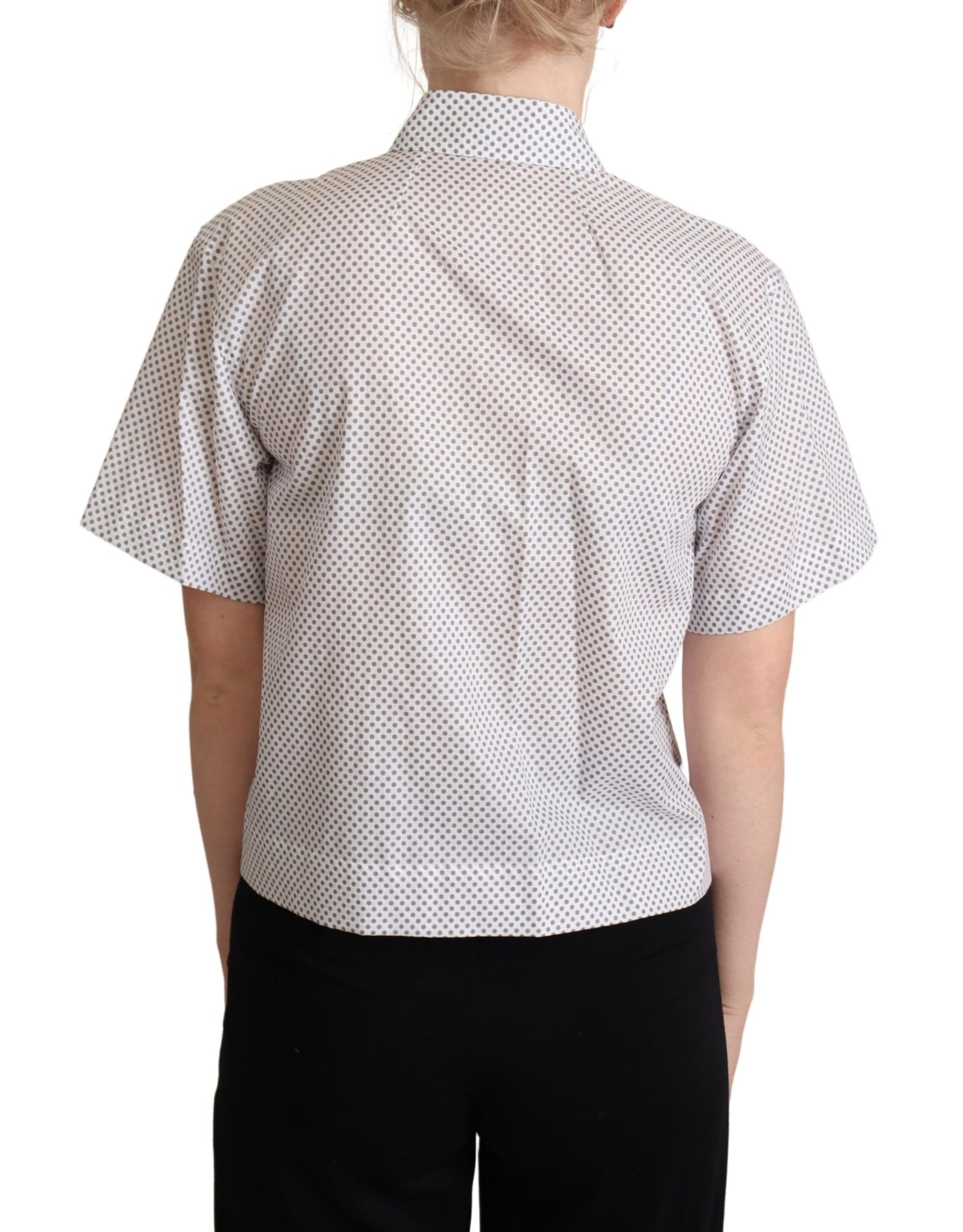 Camicia Dolce &amp; Gabbana con colletto e bottoni a pois bianchi e grigi