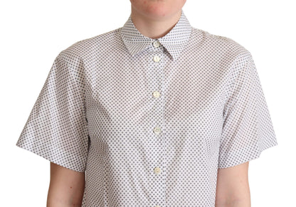 Camicia Dolce &amp; Gabbana con colletto e bottoni a pois bianchi e grigi