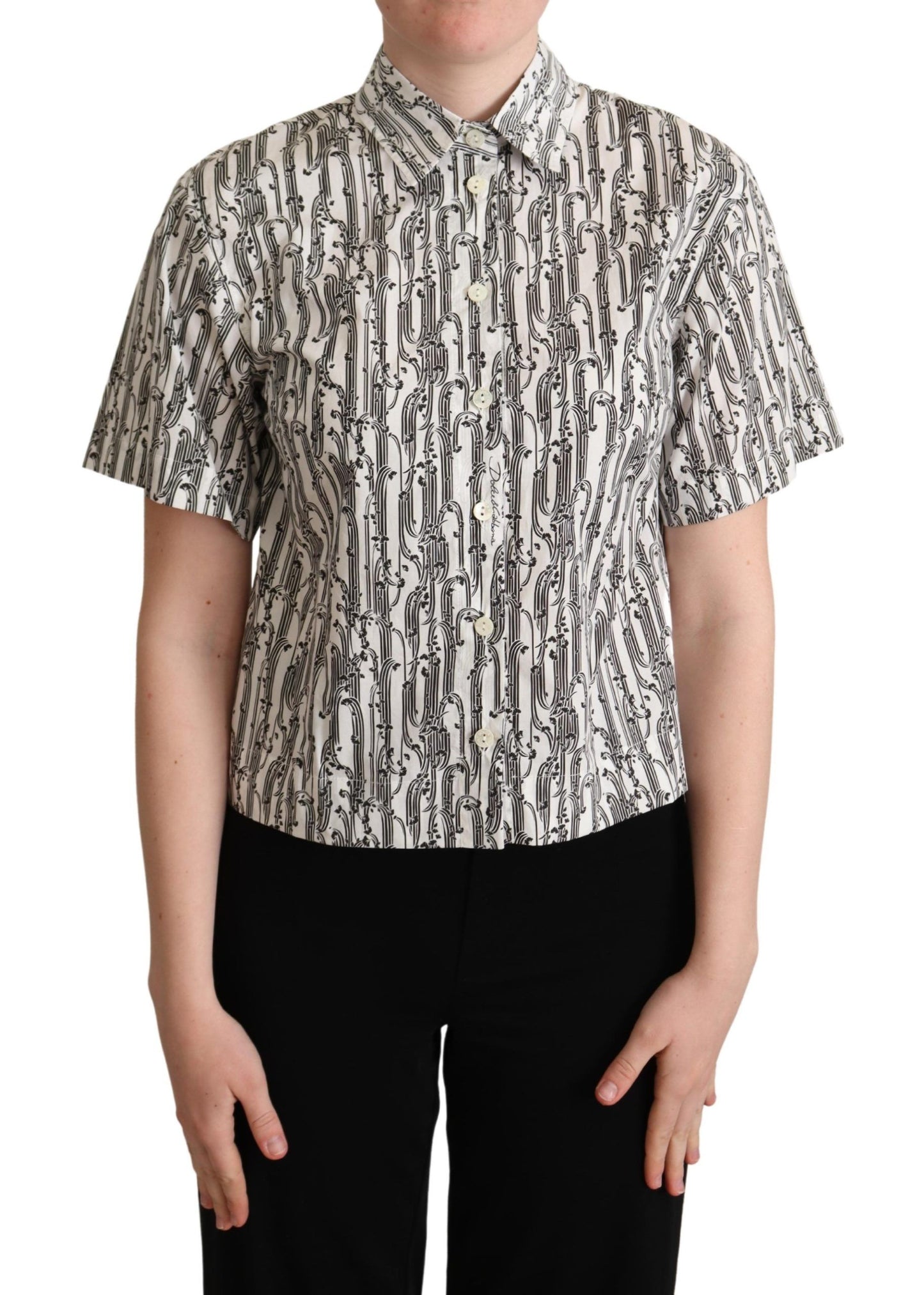 Camicia con colletto floreale bianco Dolce &amp; Gabbana