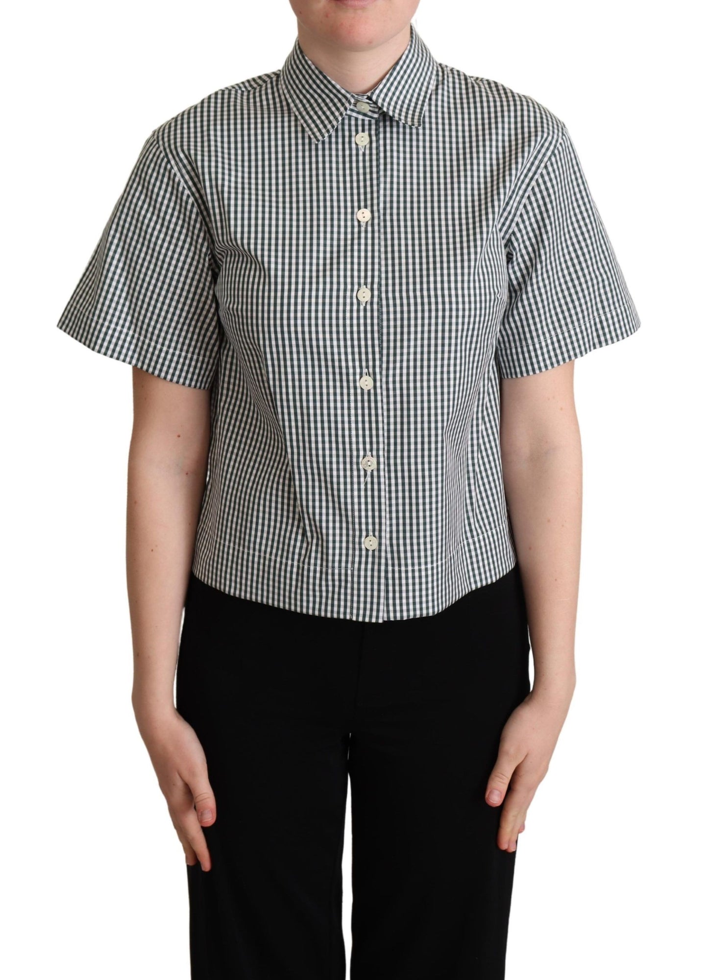 Dolce &amp; Gabbana Camicia a quadri in cotone bianco e verde