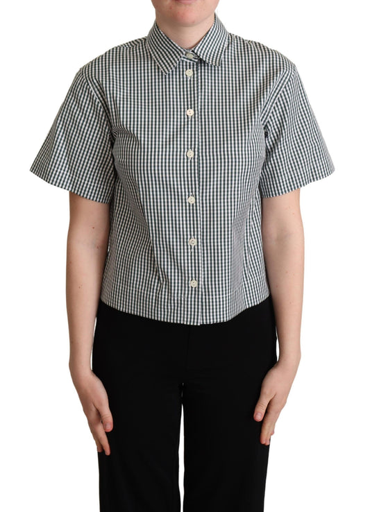 Dolce &amp; Gabbana Camicia a quadri in cotone bianco e verde