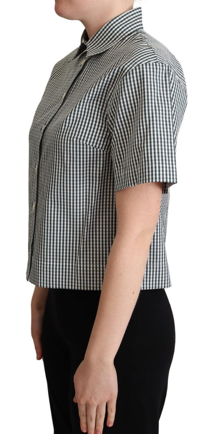 Dolce &amp; Gabbana Camicia a quadri in cotone bianco e verde