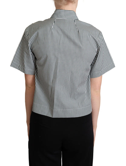 Dolce &amp; Gabbana Camicia a quadri in cotone bianco e verde