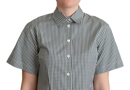 Dolce &amp; Gabbana Camicia a quadri in cotone bianco e verde