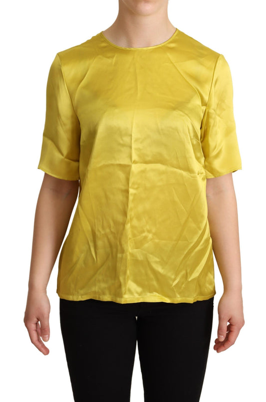 Dolce &amp; Gabbana T-shirt a maniche corte in seta gialla