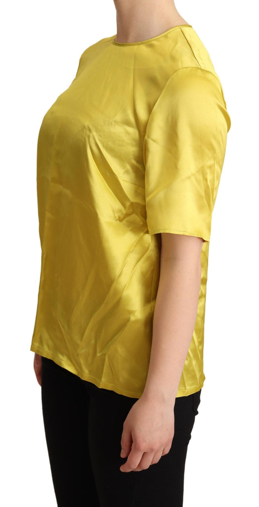 Dolce &amp; Gabbana T-shirt a maniche corte in seta gialla