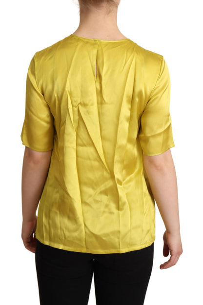 Dolce &amp; Gabbana T-shirt a maniche corte in seta gialla
