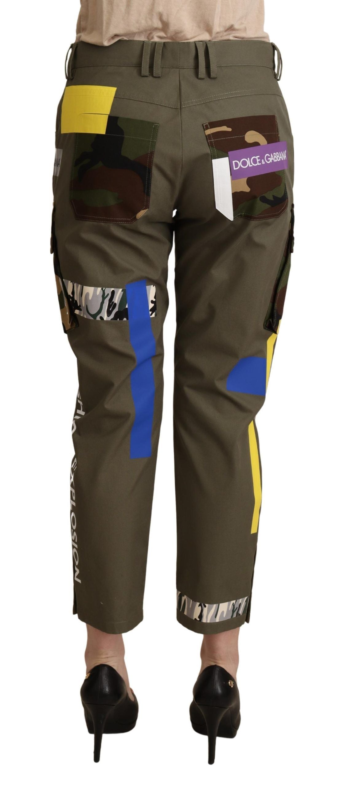 Pantaloni cargo militari verdi Dolce &amp; Gabbana in cotone