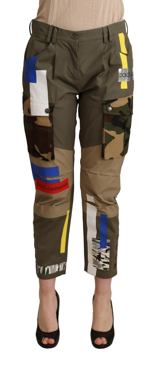 Pantaloni cargo militari verdi Dolce &amp; Gabbana in cotone