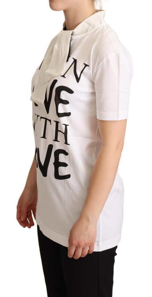Dolce &amp; Gabbana T-shirt bianca in cotone e seta "I'm In Love"