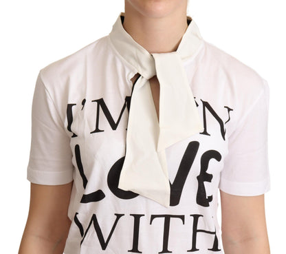Dolce &amp; Gabbana T-shirt bianca in cotone e seta "I'm In Love"