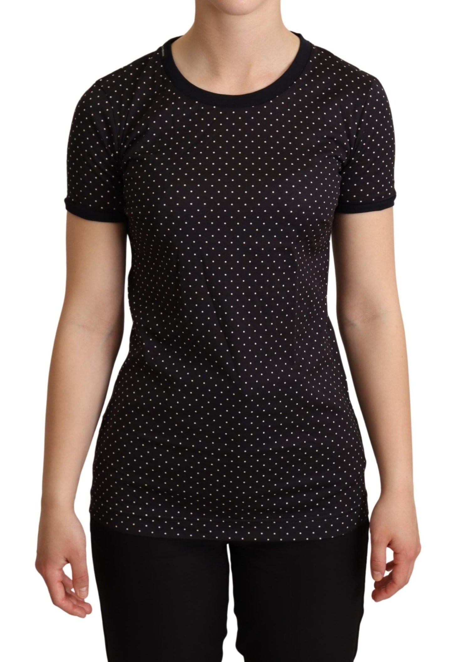 T-shirt girocollo in cotone a pois neri Dolce &amp; Gabbana