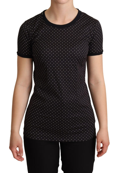 T-shirt girocollo in cotone a pois neri Dolce &amp; Gabbana
