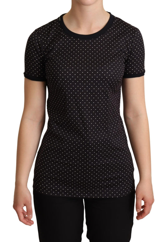 T-shirt girocollo in cotone a pois neri Dolce &amp; Gabbana