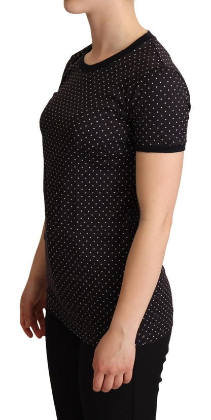 T-shirt girocollo in cotone a pois neri Dolce &amp; Gabbana
