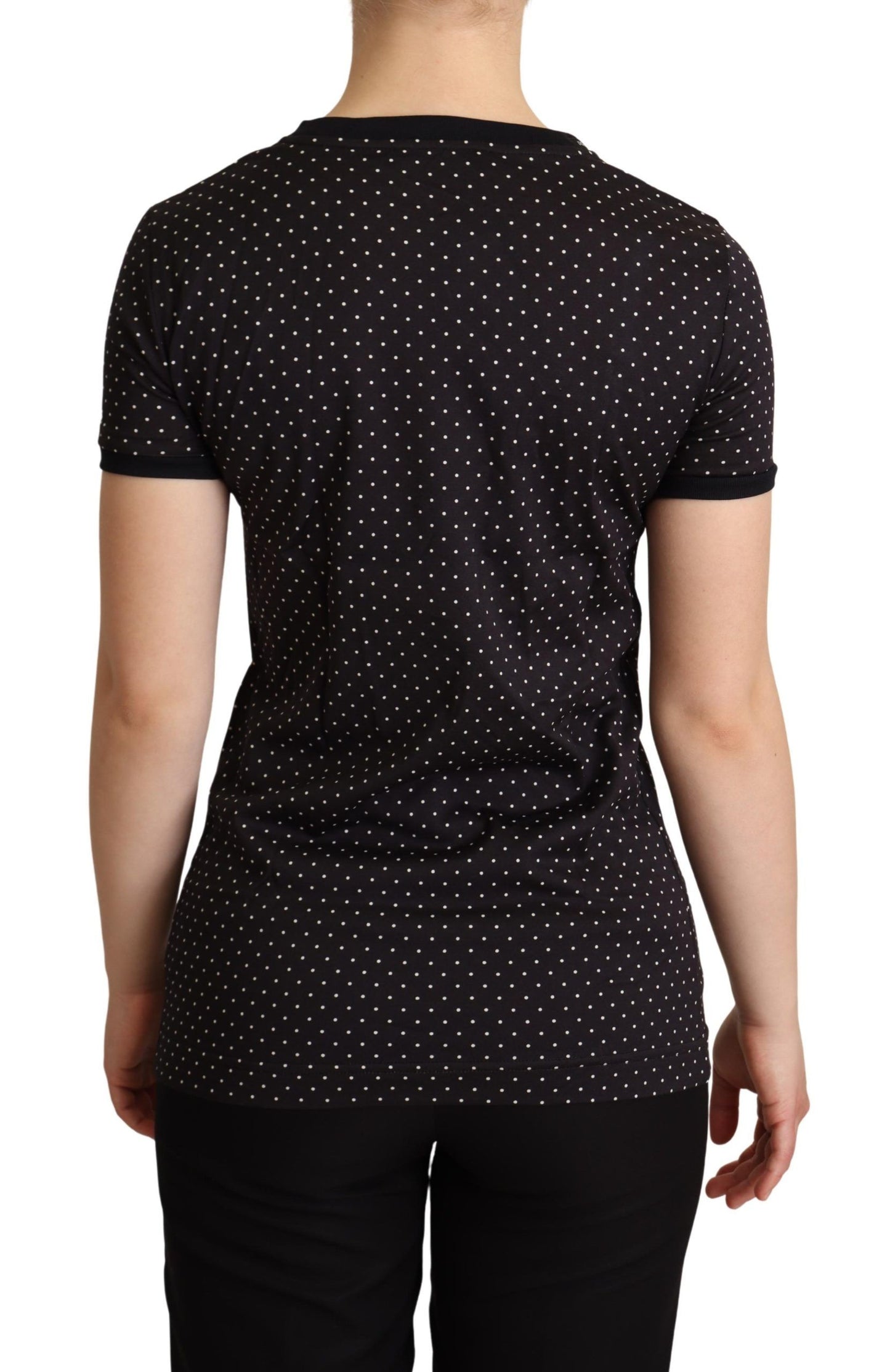 T-shirt girocollo in cotone a pois neri Dolce &amp; Gabbana