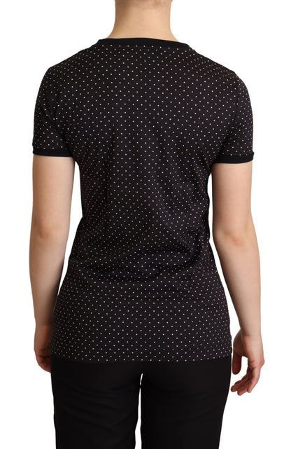 T-shirt girocollo in cotone a pois neri Dolce &amp; Gabbana
