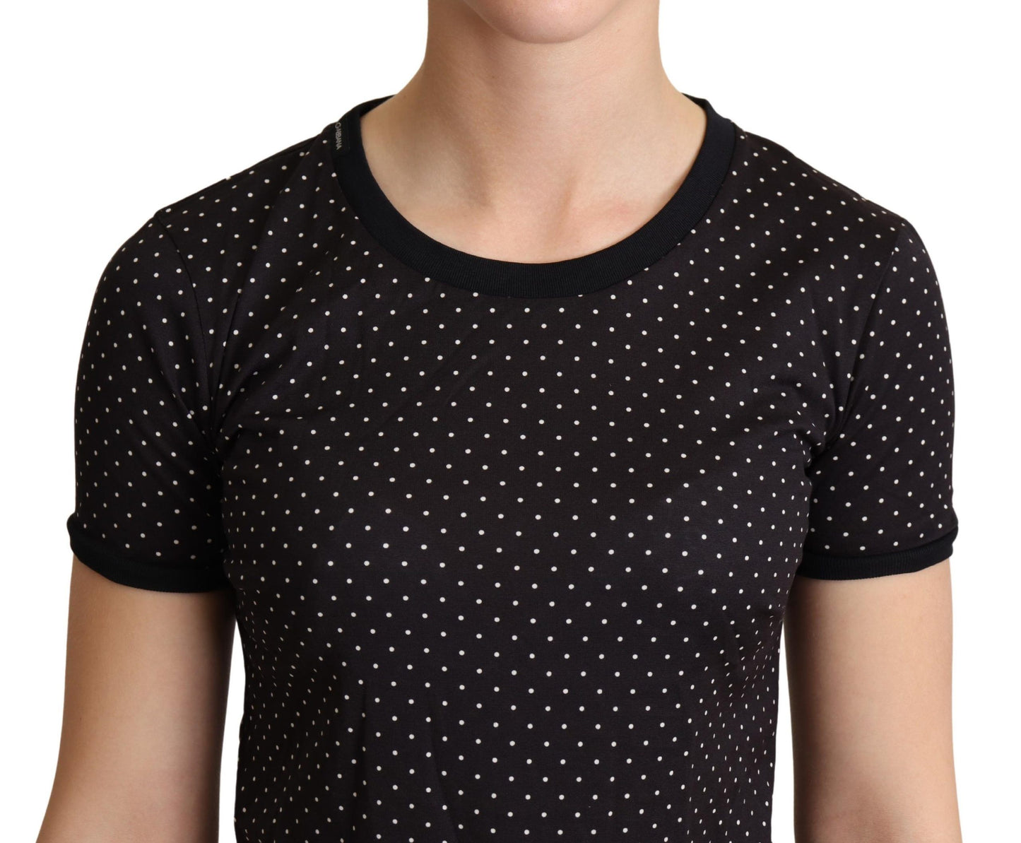 T-shirt girocollo in cotone a pois neri Dolce &amp; Gabbana