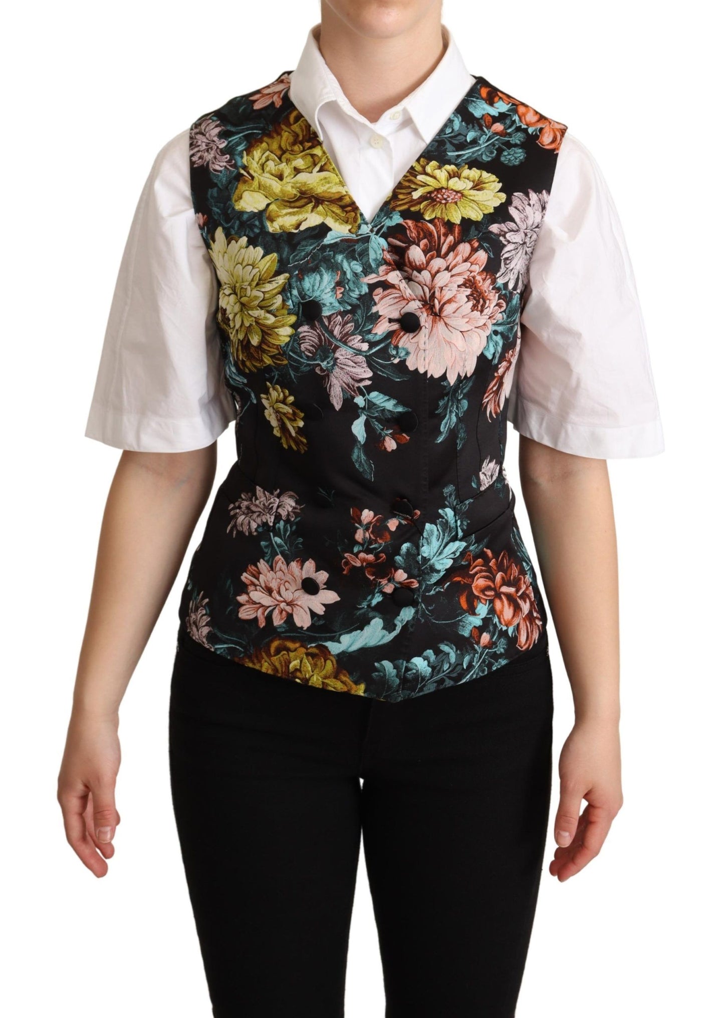 Dolce &amp; Gabbana Gilet in jacquard floreale nero