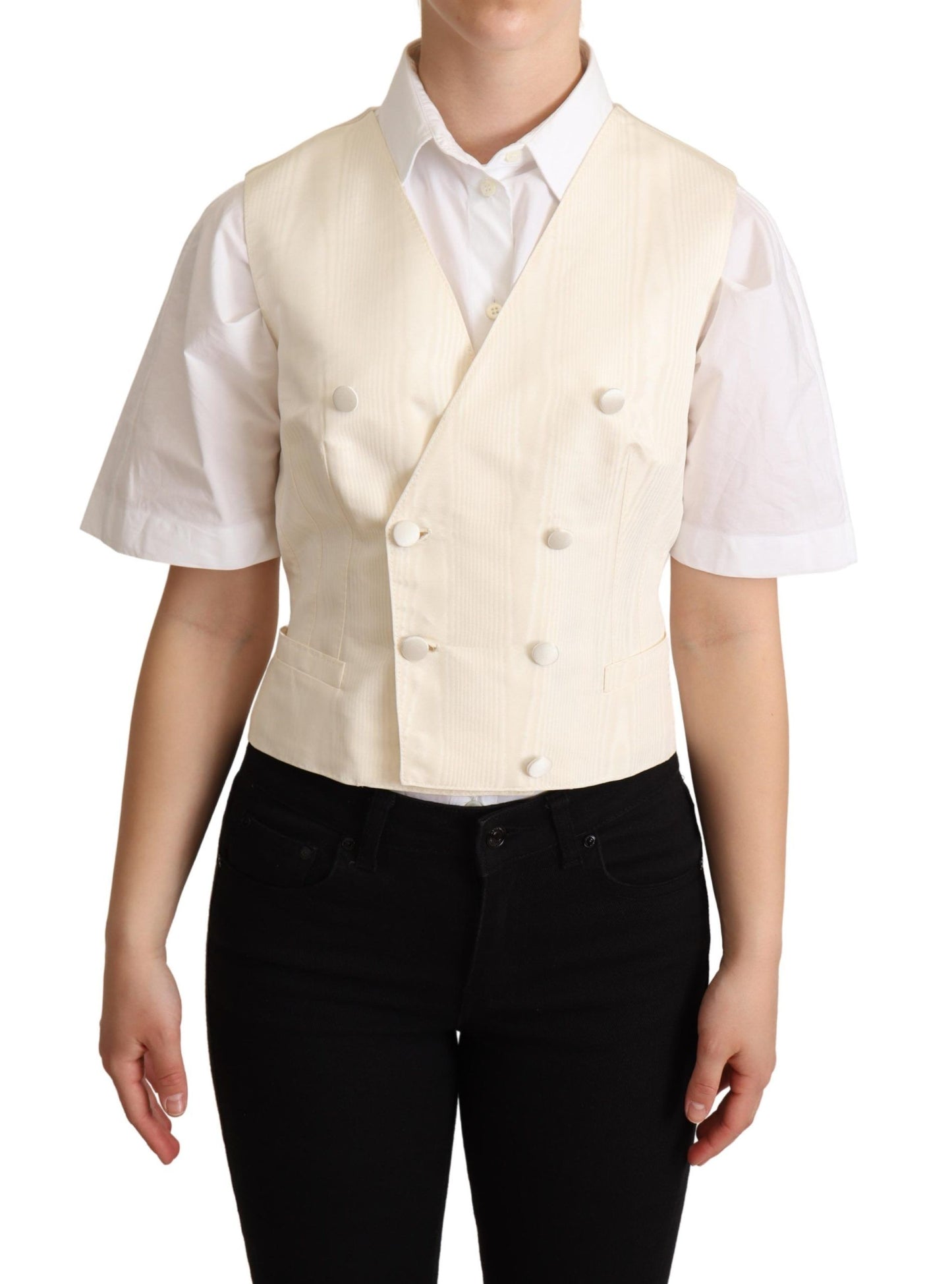 Dolce &amp; Gabbana Gilet senza maniche in seta beige