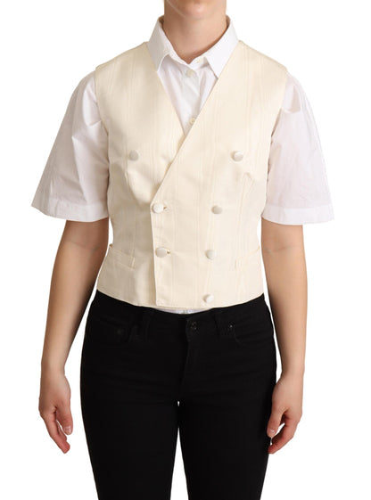 Dolce &amp; Gabbana Gilet senza maniche in seta beige