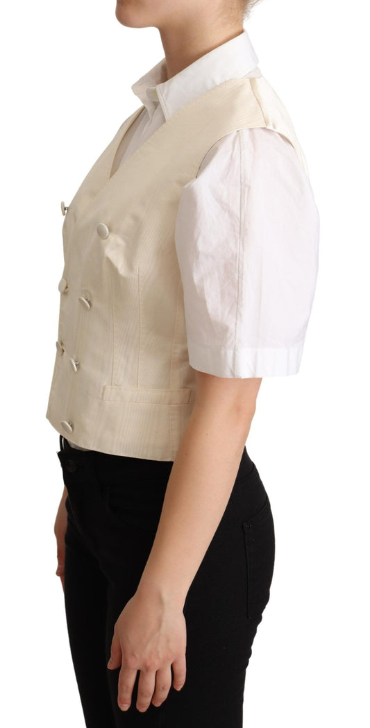 Dolce &amp; Gabbana Gilet senza maniche in seta beige