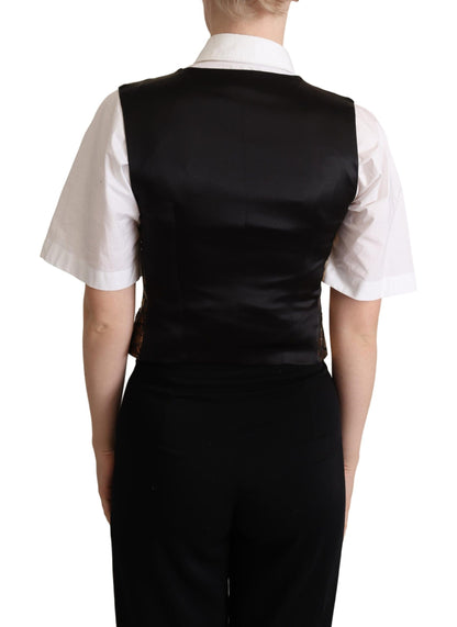 Dolce &amp; Gabbana Gilet in seta jacquard nero e oro