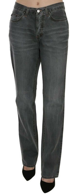 Jeans con pantaloni in denim dritti a vita media Just Cavalli Grey Washed