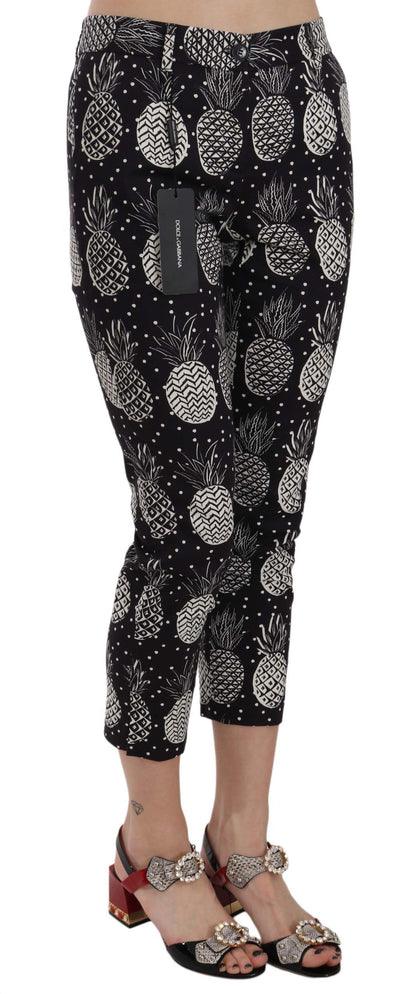 Pantaloni Capri aderenti con stampa ananas nera Dolce &amp; Gabbana