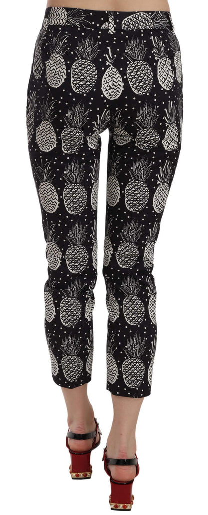 Pantaloni Capri aderenti con stampa ananas nera Dolce &amp; Gabbana