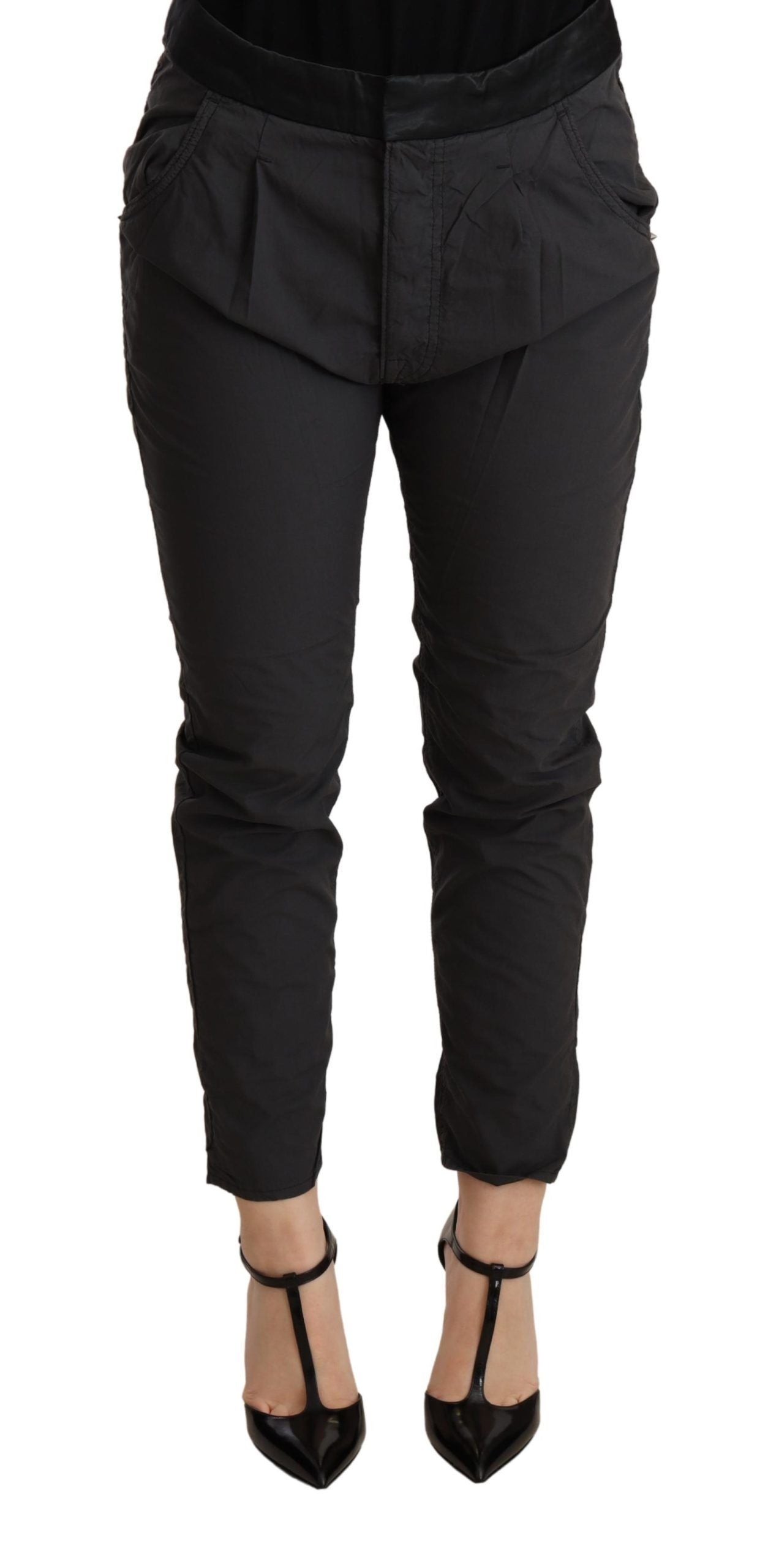 Pantaloni skinny in cotone slim fit a vita media grigi CYCLE