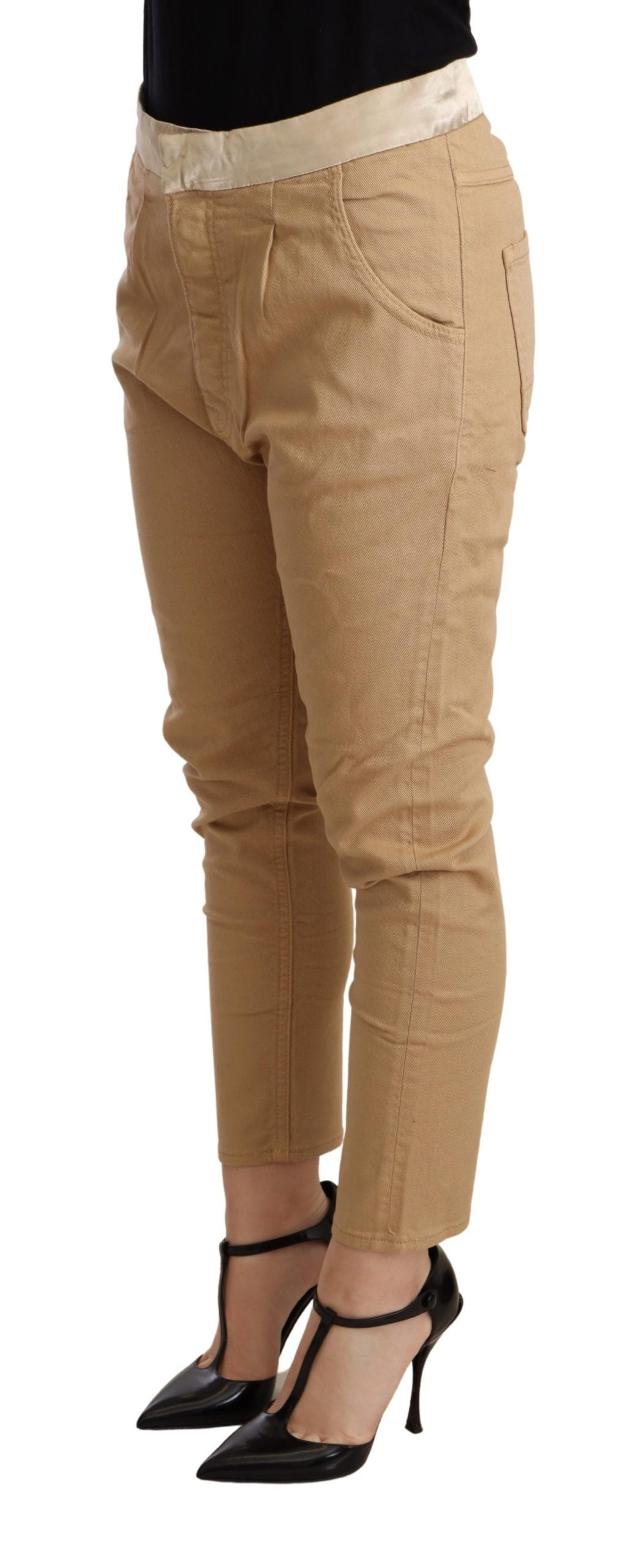 Pantaloni elasticizzati aderenti a vita media CYCLE beige