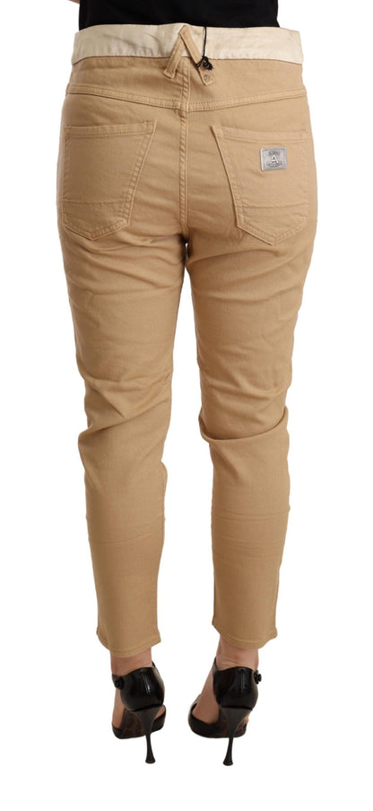 Pantaloni elasticizzati aderenti a vita media CYCLE beige