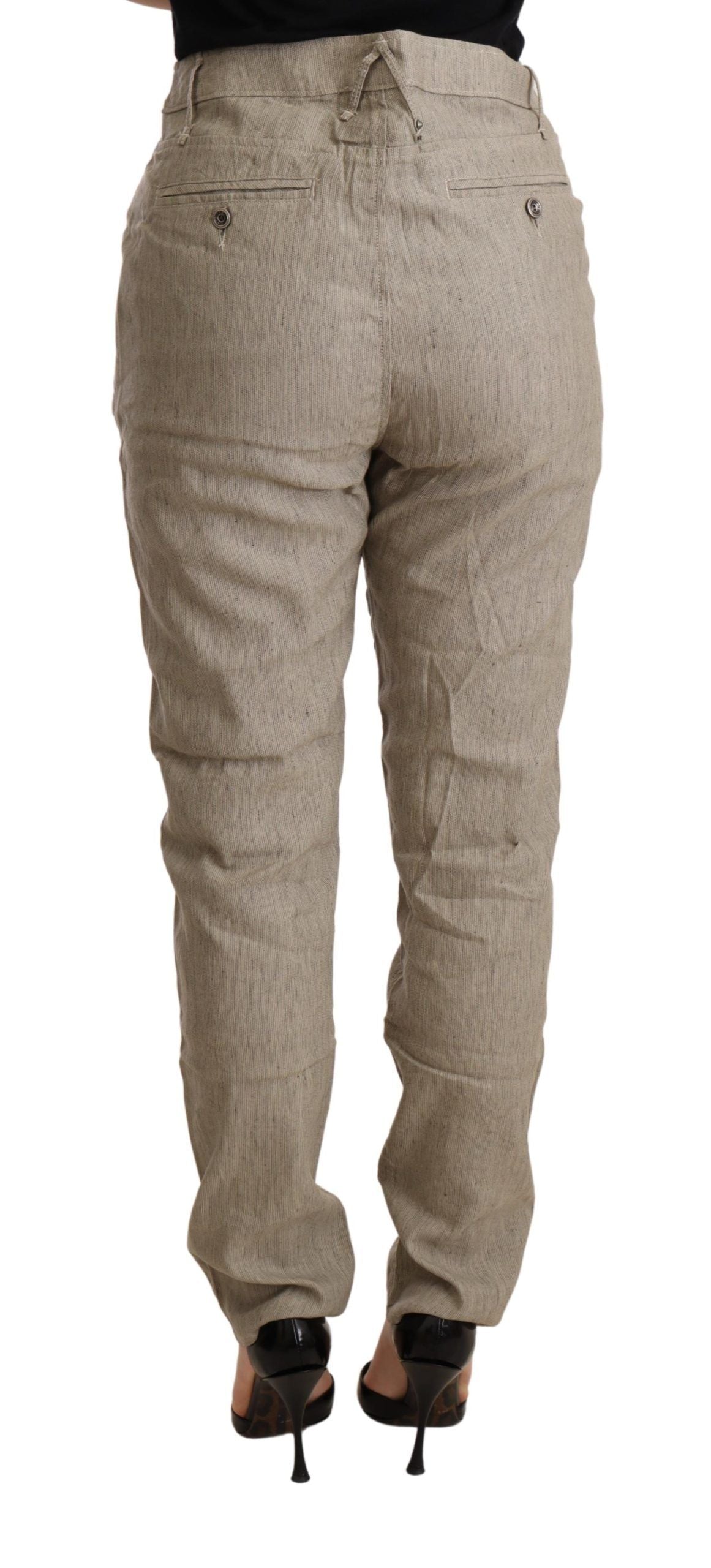Pantaloni larghi casual elasticizzati a vita media CYCLE beige