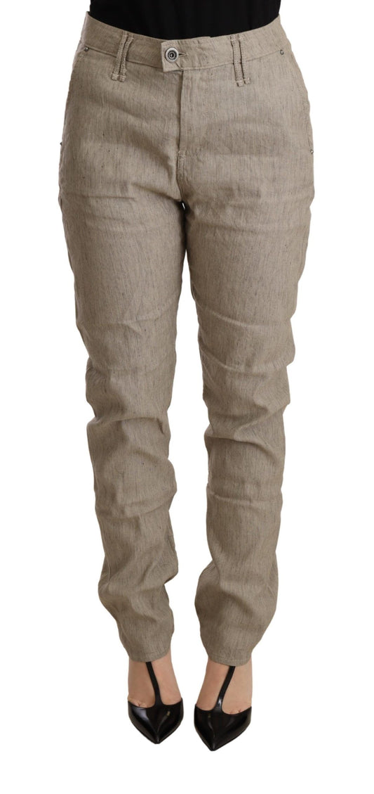 Pantaloni larghi casual elasticizzati a vita media CYCLE beige
