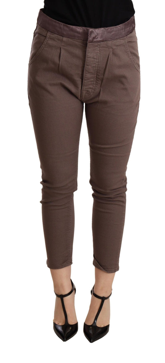 Pantaloni skinny elasticizzati corti a vita media CYCLE marroni