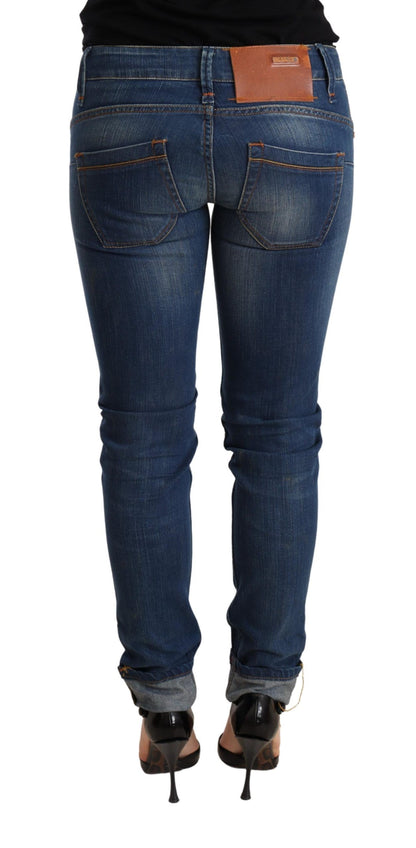 Jeans skinny a vita bassa in denim lavato blu acht