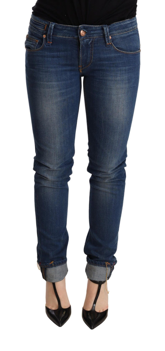 Jeans skinny a vita bassa in denim lavato blu acht