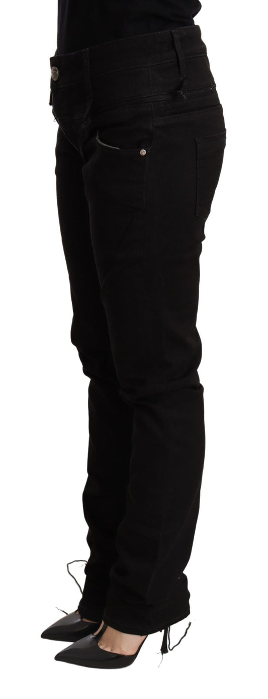 Pantaloni jeans skinny a vita bassa neri Acht