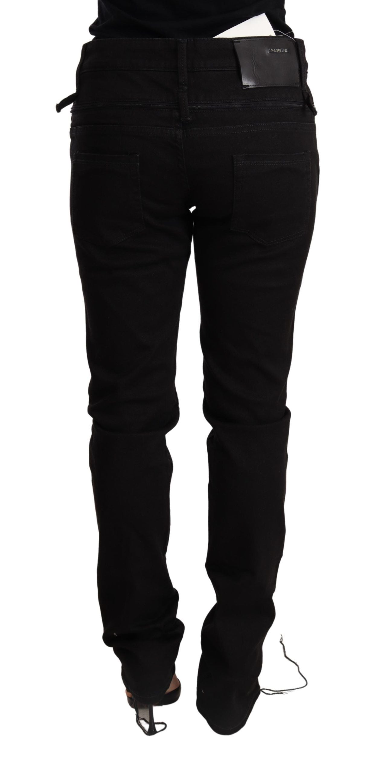 Pantaloni jeans skinny a vita bassa neri Acht