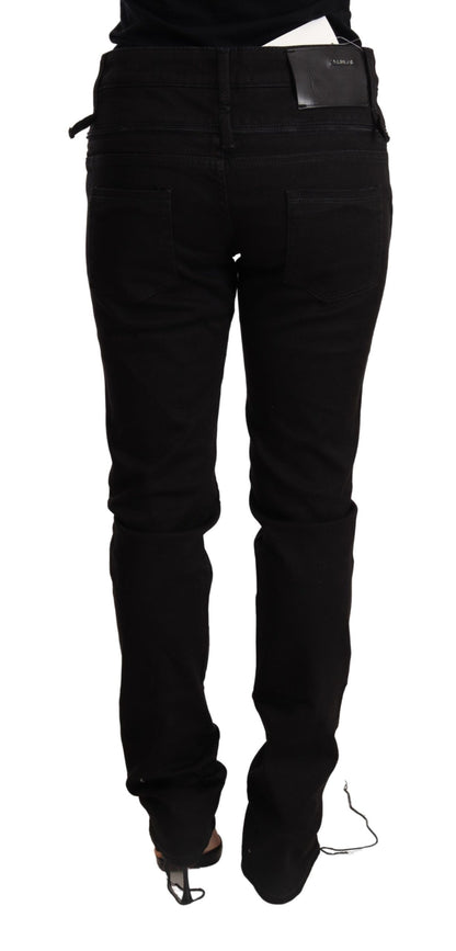 Pantaloni jeans skinny a vita bassa neri Acht