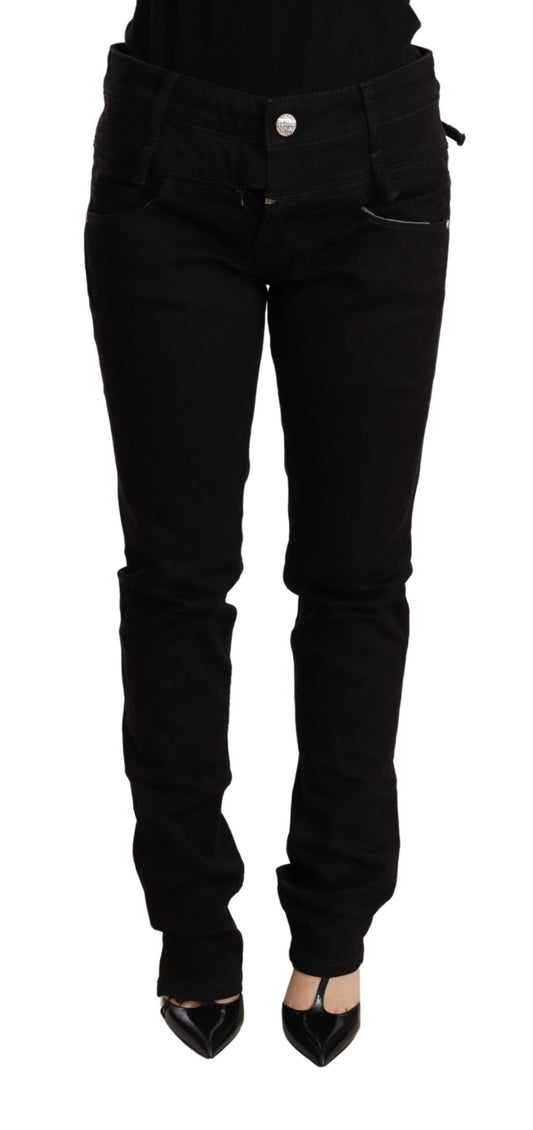 Pantaloni jeans skinny a vita bassa neri Acht